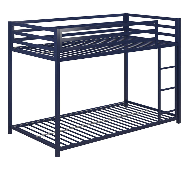 Miles Bunk Bed with Secured Metal Slats -  Blue  - Twin-Over-Twin