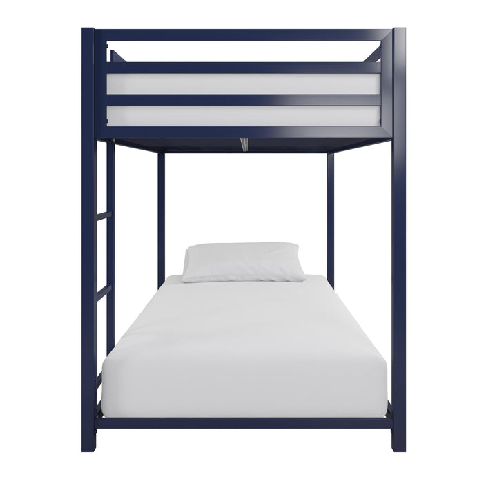 Miles Twin Bunk Bed with Integrated Ladder -  Blue  - Twin-Over-Twin