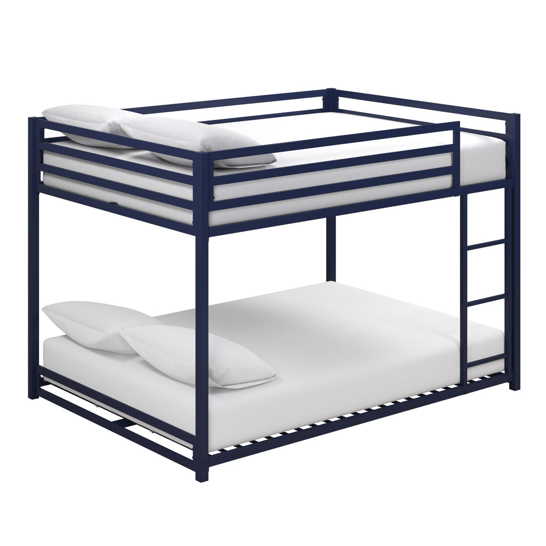 Miles Full Over Full Metal Bunk Bed with Metal Slats and Integrated Ladder - Blue - Full-Over-Full