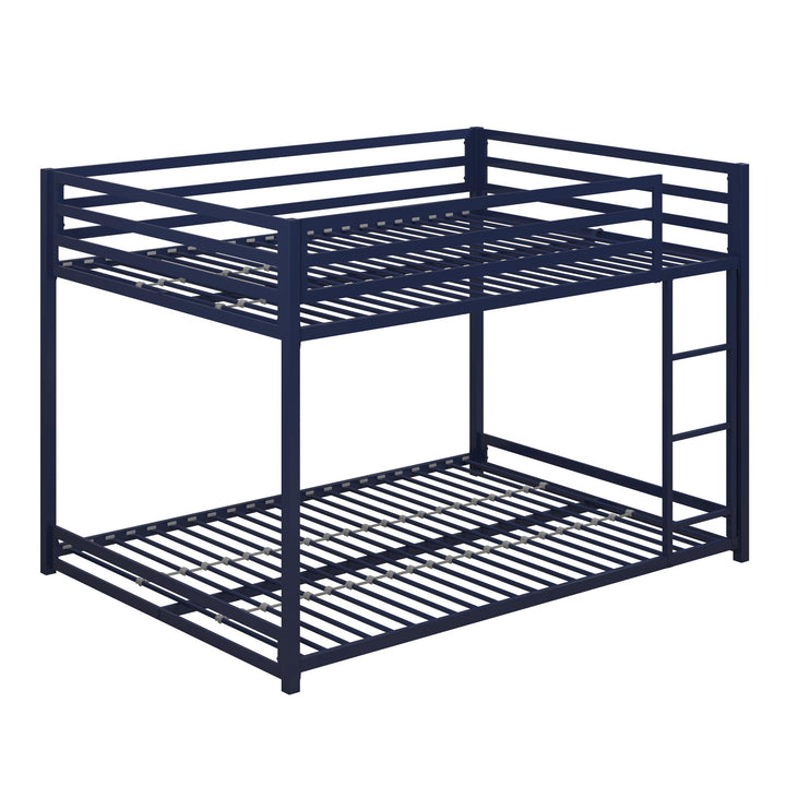Miles Full Over Full Metal Bunk Bed with Metal Slats and Integrated Ladder - Blue - Full-Over-Full