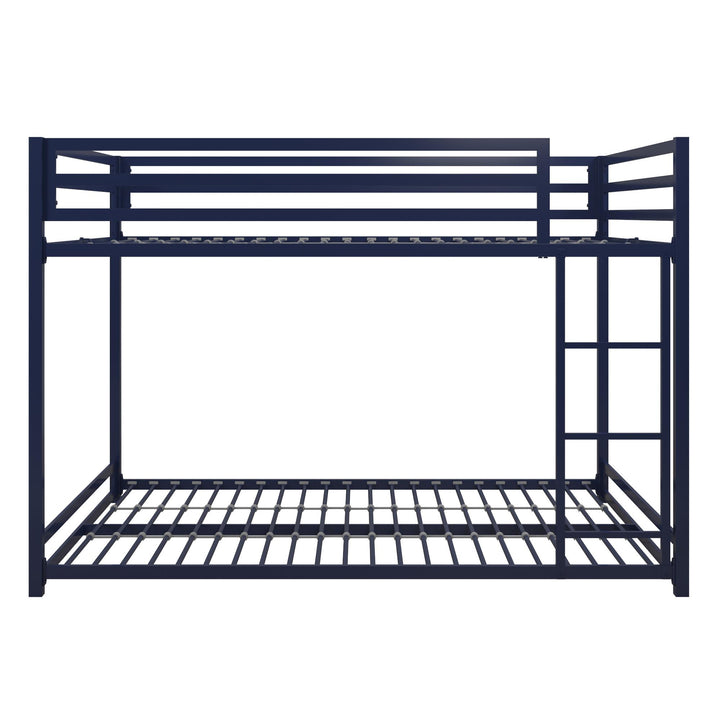 Full Metal Bunk Bed with Secured Slats and Ladder -  Blue  - Full-Over-Full