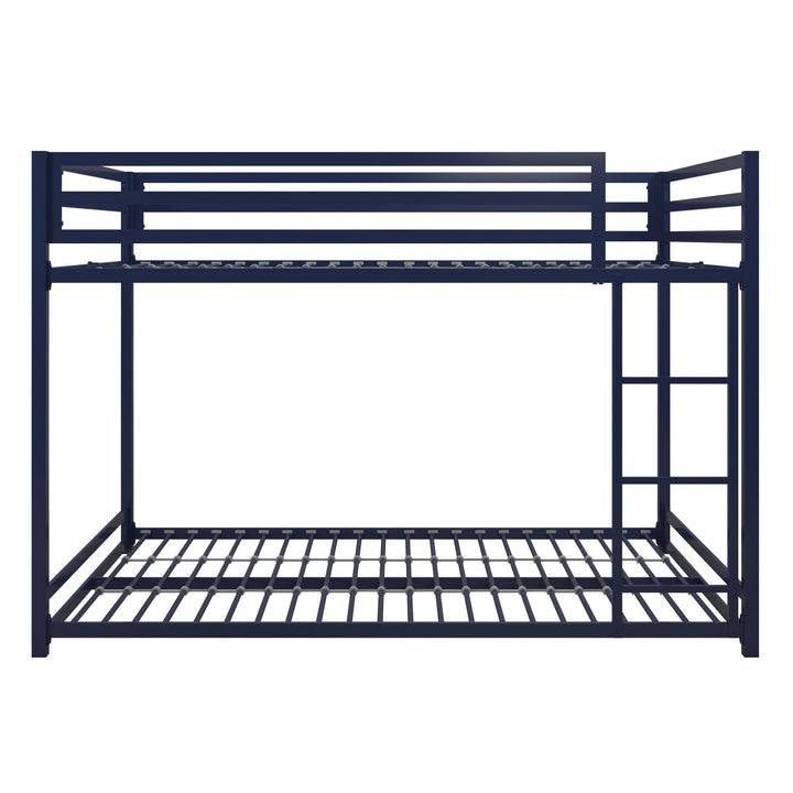 Miles Full Over Full Metal Bunk Bed with Metal Slats and Integrated Ladder - Blue - Full-Over-Full