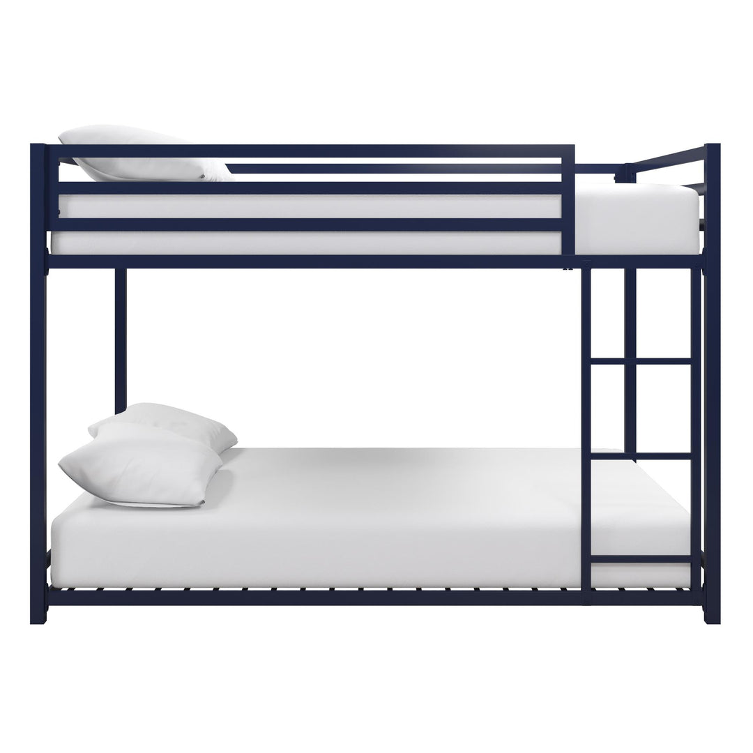 Miles Full Over Full Metal Bunk Bed with Secured Metal Slats and Integrated Ladder  -  Blue  - Full-Over-Full