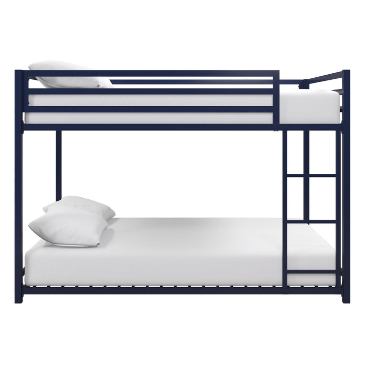 Miles Full Over Full Metal Bunk Bed with Metal Slats and Integrated Ladder - Blue - Full-Over-Full