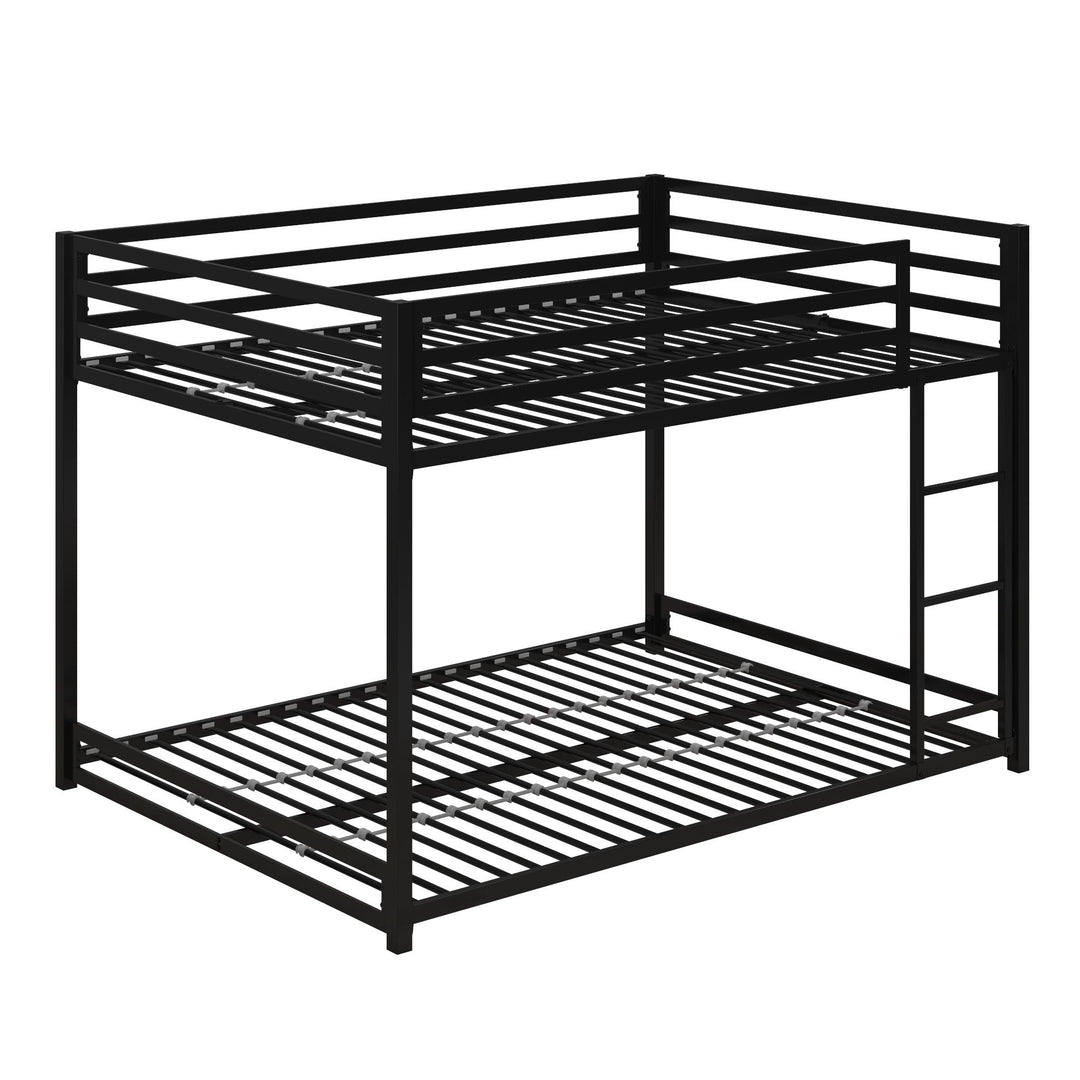 Miles Full Over Full Metal Bunk Bed with Metal Slats and Integrated Ladder - Black - Full-Over-Full