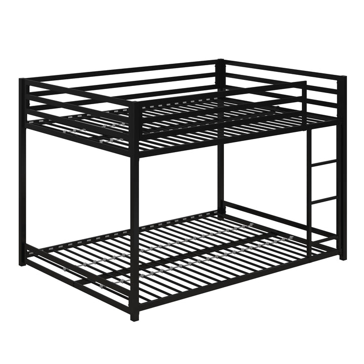 Miles Full Over Full Metal Bunk Bed with Metal Slats and Integrated Ladder - Black - Full-Over-Full