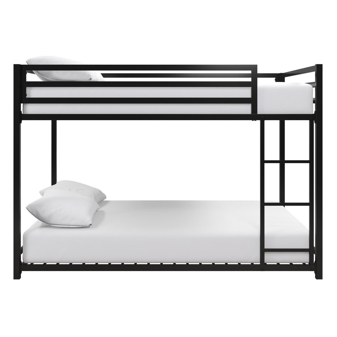 Miles Full Over Full Metal Bunk Bed with Metal Slats and Integrated Ladder - Black - Full-Over-Full