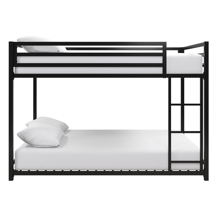 Miles Full Over Full Metal Bunk Bed with Metal Slats and Integrated Ladder - Black - Full-Over-Full