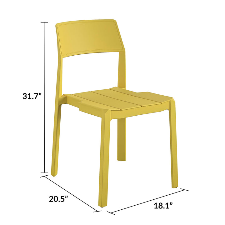 Poolside Collection Chandler Stacking Dining Chairs Indoor/Outdoor, Set of 2 - Yellow - 2-Pack