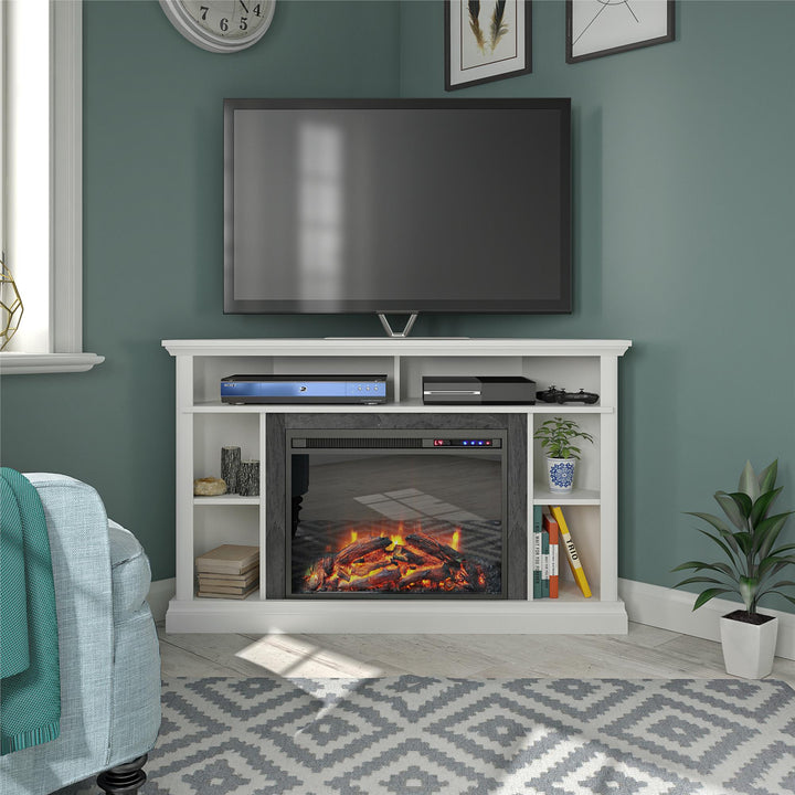 Overland Electric Corner Fireplace for TVs up to 50 Inches - White