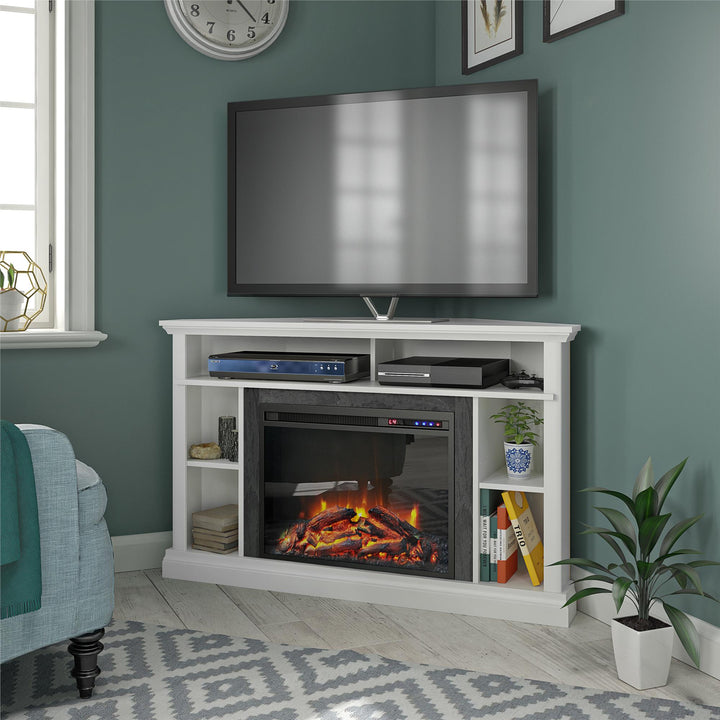 Overland Electric Corner Fireplace for TVs up to 50 Inches - White