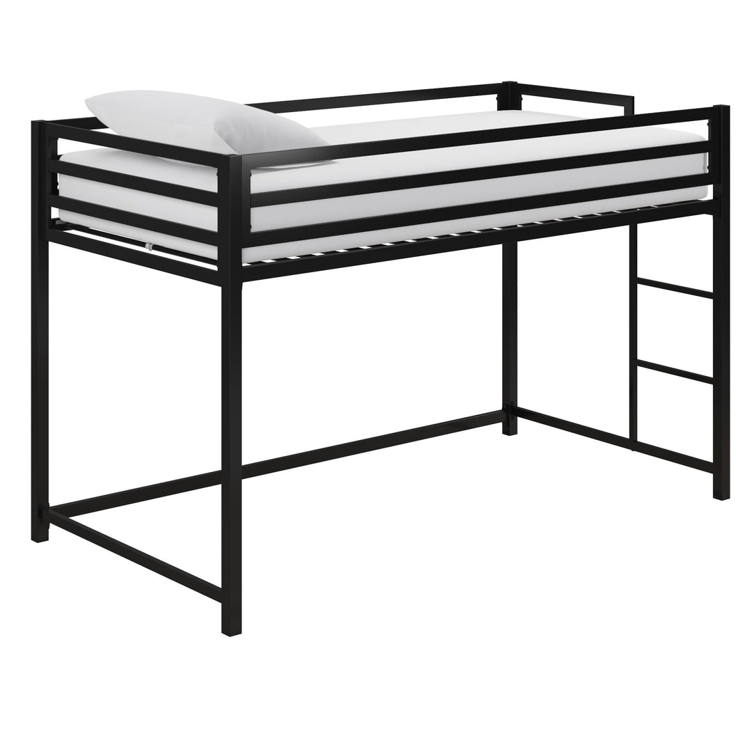 Miles Metal Junior Twin Loft Bed with Integrated Ladder - Black - Twin