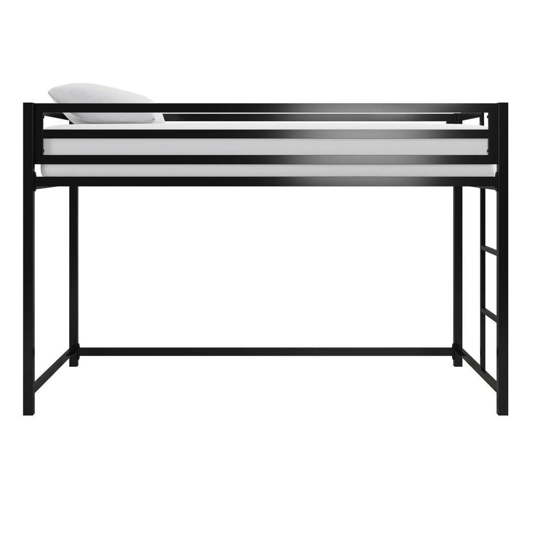 Miles Metal Junior Twin Loft Bed with Integrated Ladder - Black - Twin