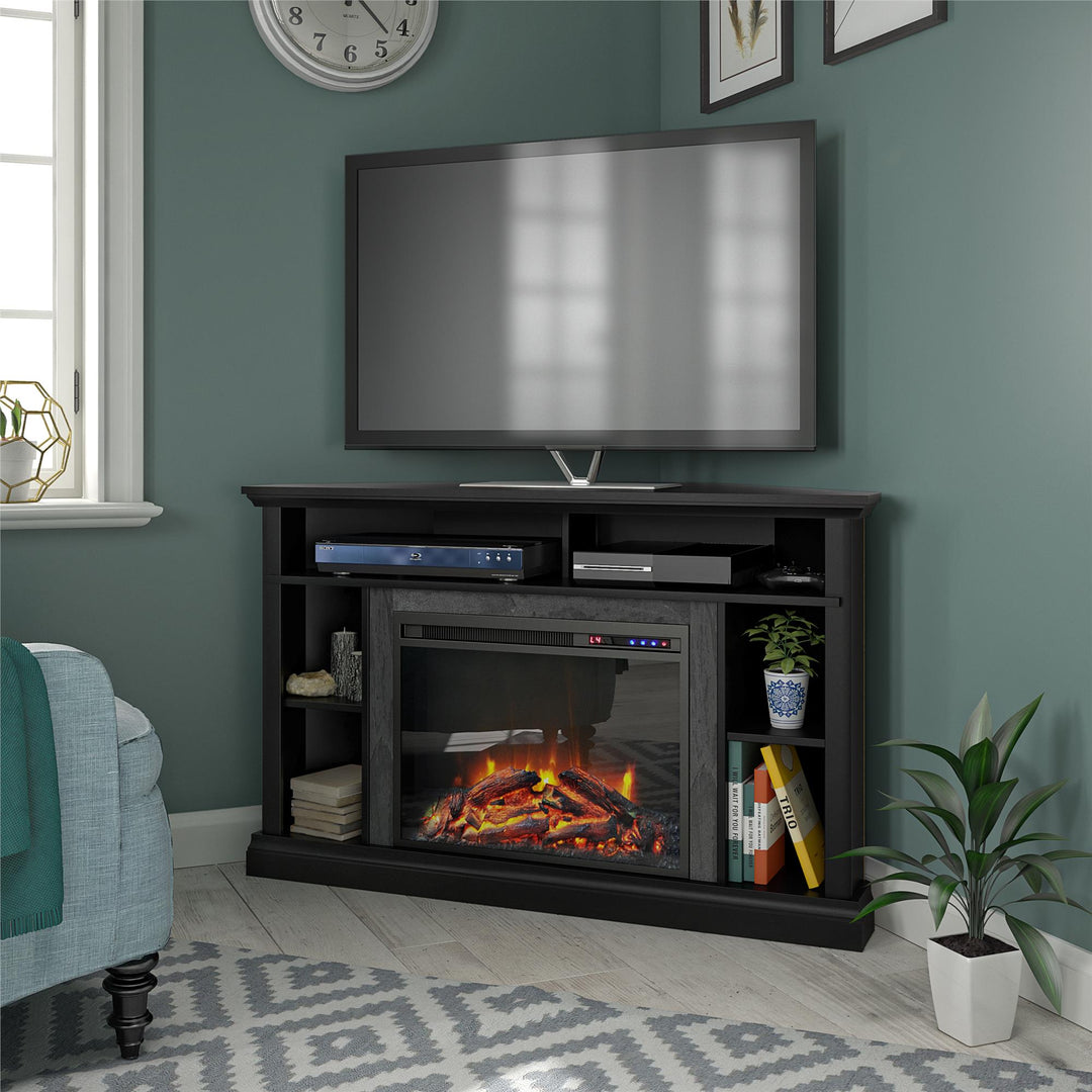 Modern Overland Electric Corner Fireplace -  Black