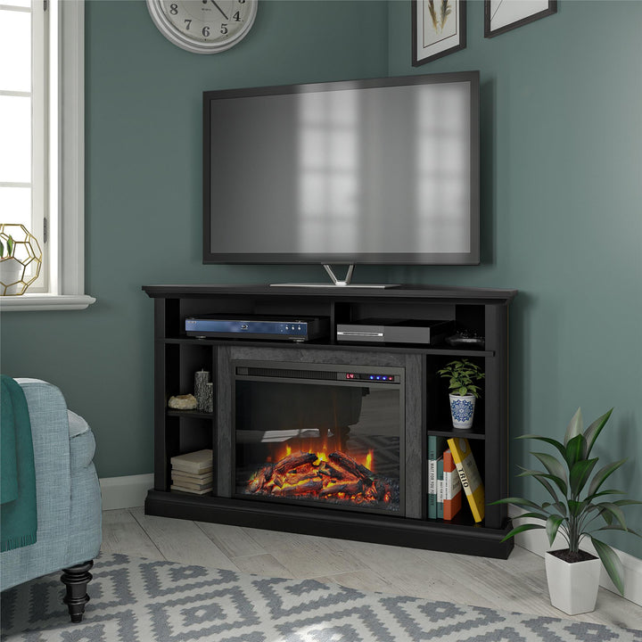 Modern Overland Electric Corner Fireplace -  Black