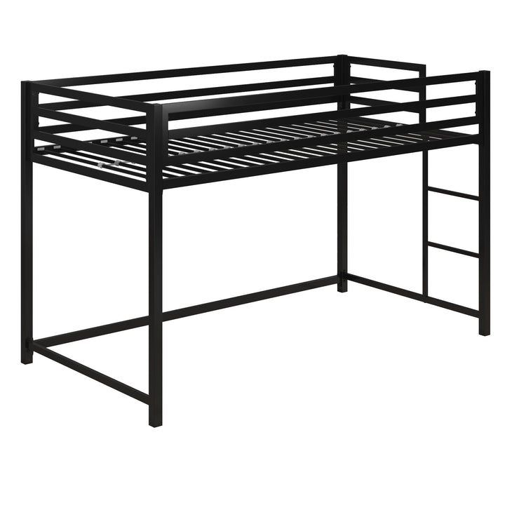 Miles Metal Junior Twin Loft Bed with Integrated Ladder - Black - Twin