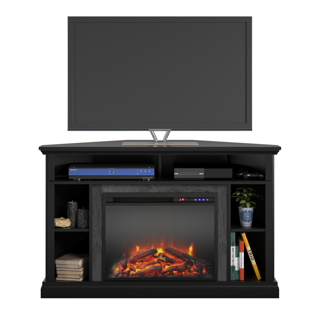 Durable Electric Corner Fireplace for 50 Inch TV -  Black