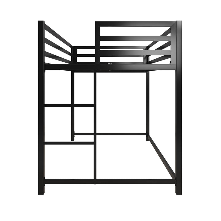 Miles Metal Junior Twin Loft Bed with Integrated Ladder - Black - Twin