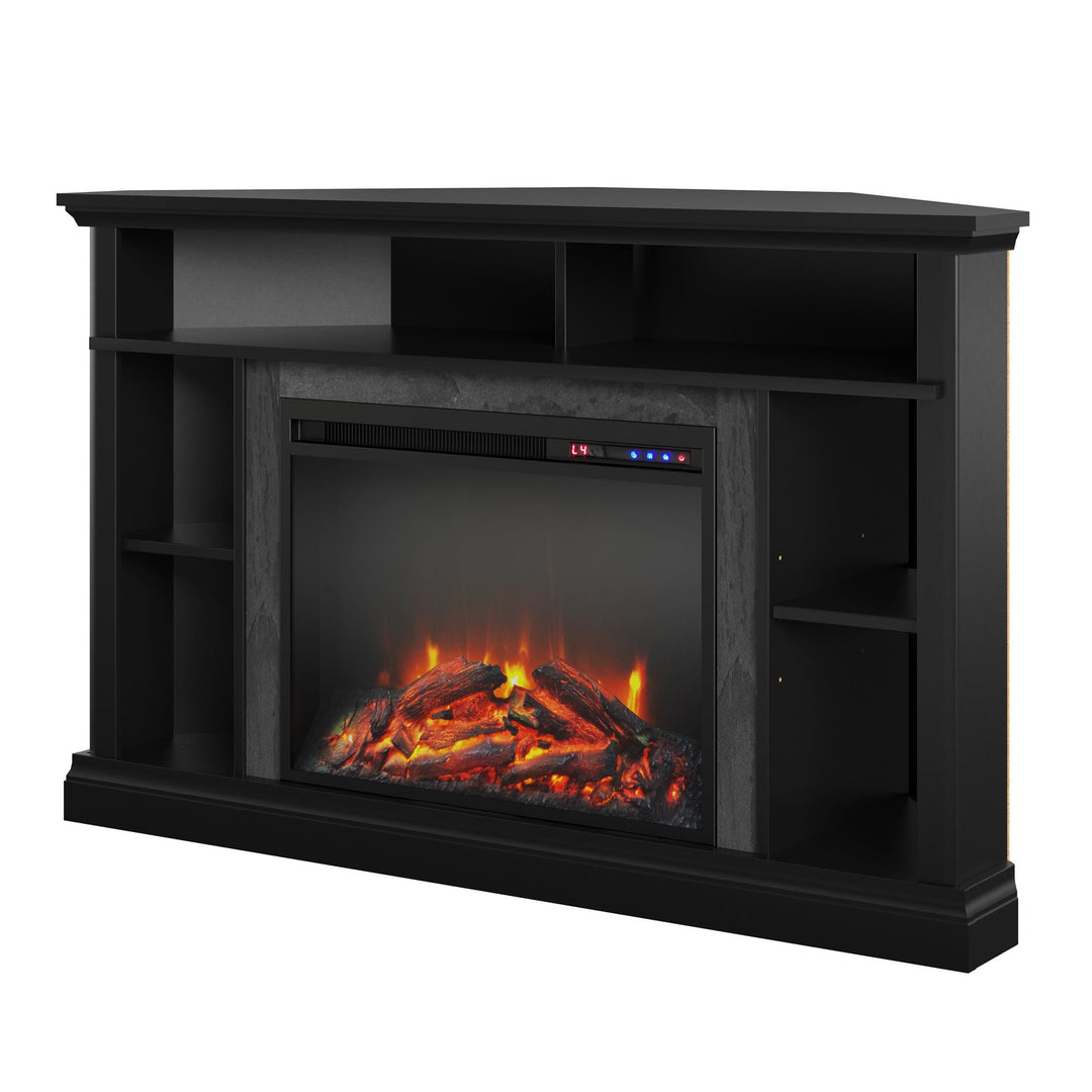 Overland Corner Fireplace for Living Room -  Black