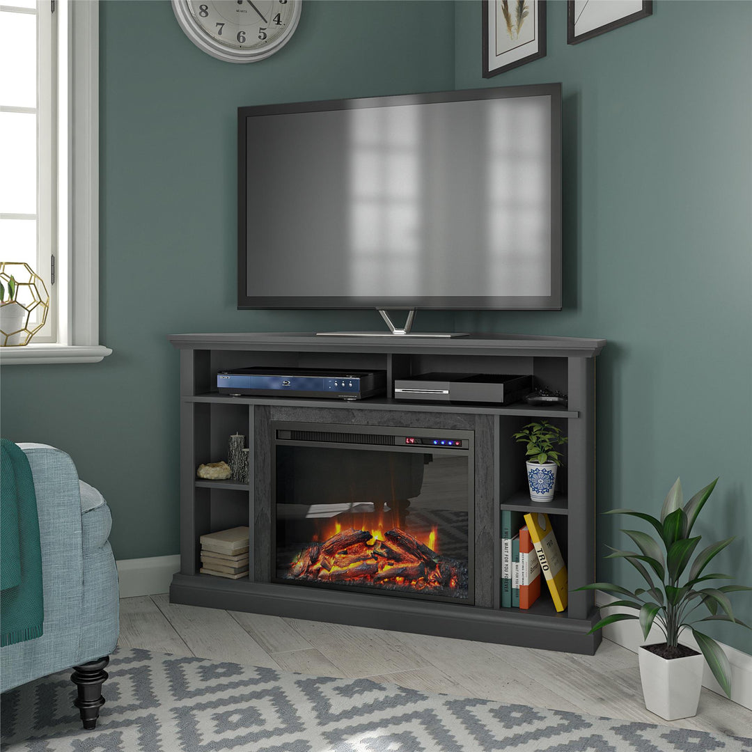 Overland Electric Corner Fireplace for TVs up to 50 Inches - Graphite Grey