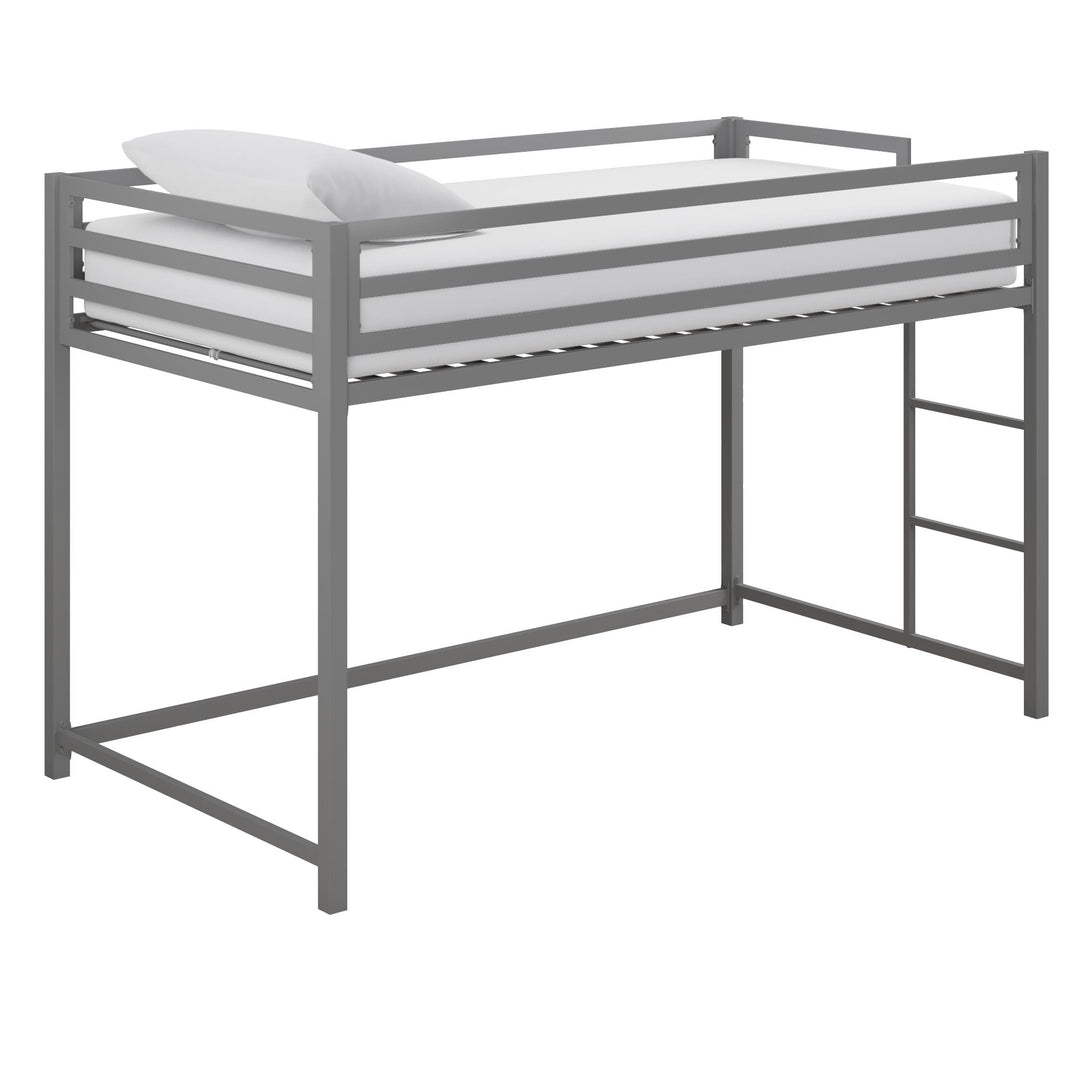 Miles Metal Junior Twin Loft Bed with Integrated Ladder - Silver - Twin