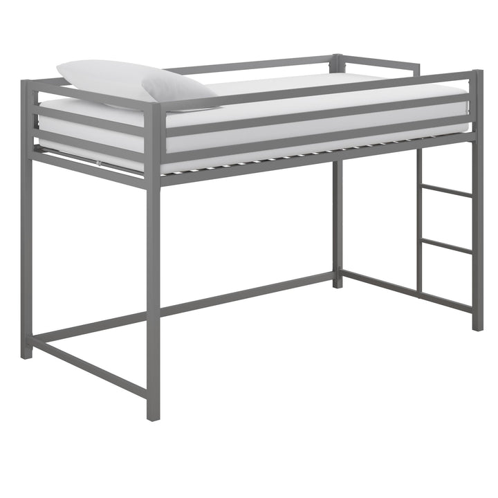 Miles Metal Junior Twin Loft Bed with Integrated Ladder - Silver - Twin