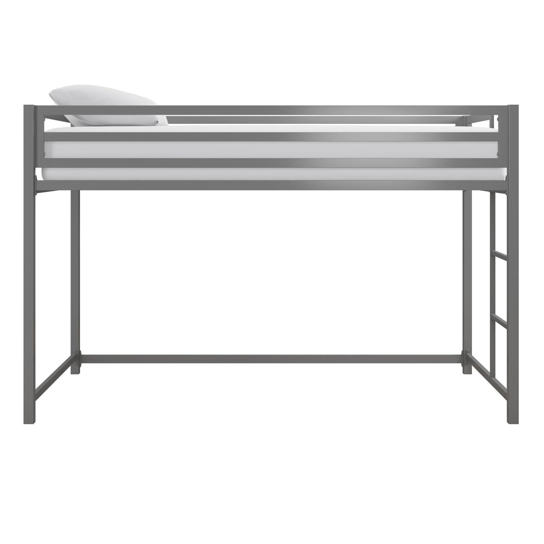Miles Metal Junior Twin Loft Bed with Integrated Ladder - Silver - Twin
