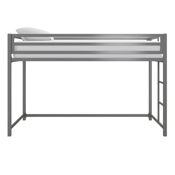 Miles Metal Junior Twin Loft Bed with Integrated Ladder - Silver - Twin
