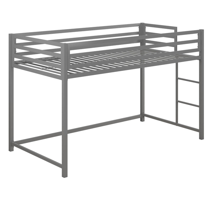 Miles Metal Junior Twin Loft Bed with Integrated Ladder - Silver - Twin