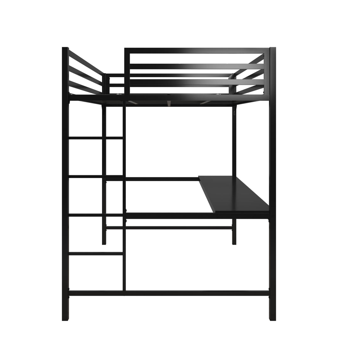 Miles Metal Full Loft Bed with Desk with an Integrated Ladder - Black - Full