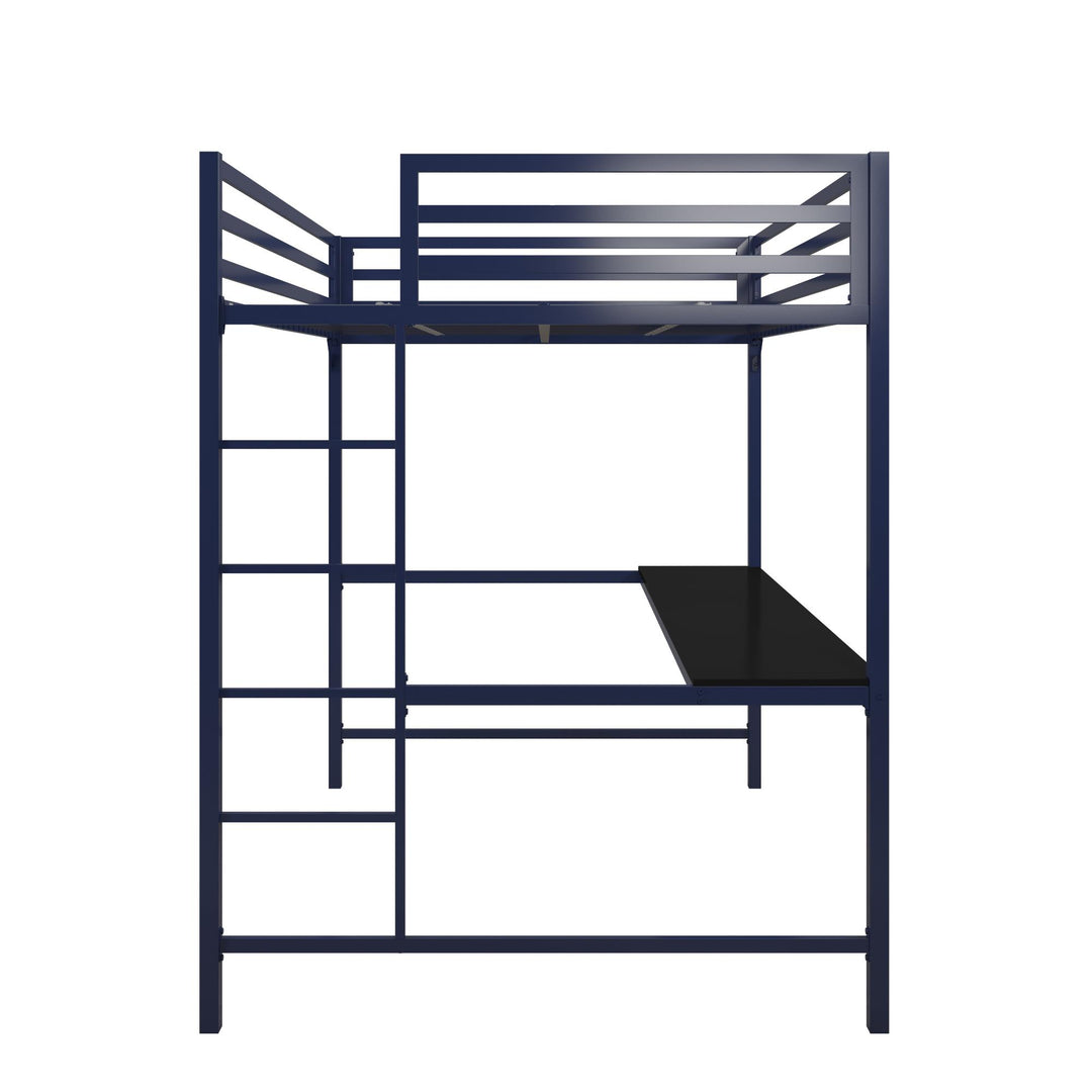 Miles Metal Full Loft Bed with Desk with an Integrated Ladder - Blue - Full