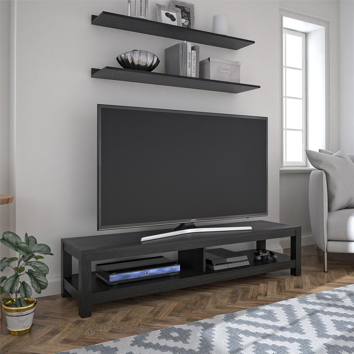Sturdy TV stand supporting screens up to 65 inches - Black Oak