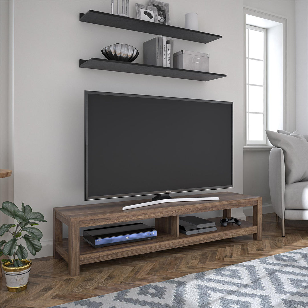 Perfect fit for your large screen: Essentials TV Stand - Florence Walnut