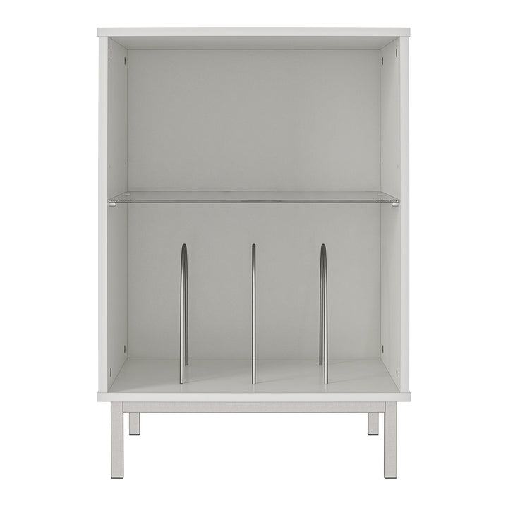 Lumina Turntable Stand with 2 Shelves and LED Lights - White