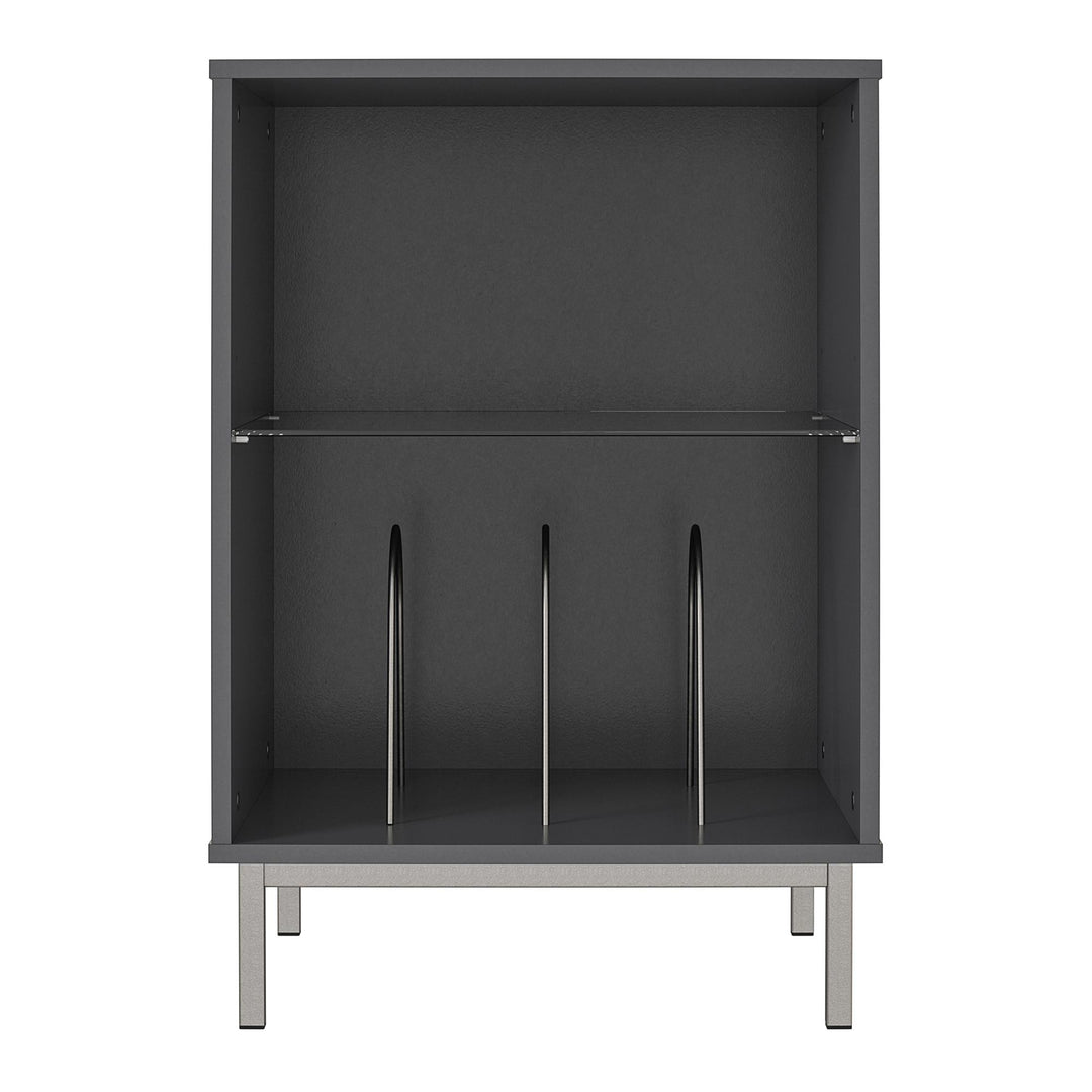 Lumina Turntable Stand with 2 Shelves and LED Lights - Graphite Grey