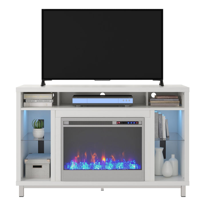 Lumina Fireplace TV Stand for TVs up to 48 Inch with 7 Color LED Lights - White - 46”-50”