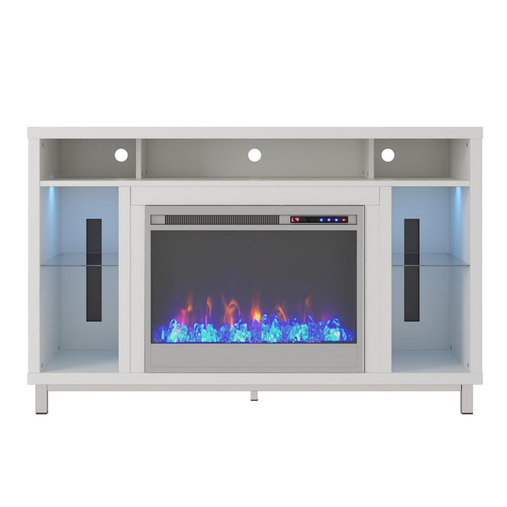 Lumina Fireplace TV Stand for TVs up to 48 Inch with 7 Color LED Lights - White - 46”-50”