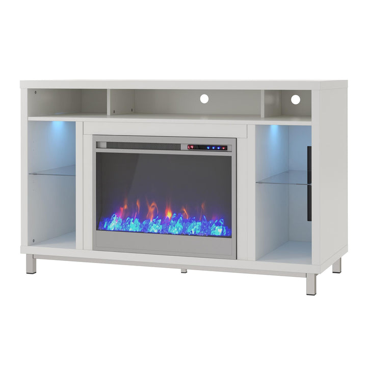 Lumina Fireplace TV Stand for TVs up to 48 Inch with 7 Color LED Lights - White - 46”-50”
