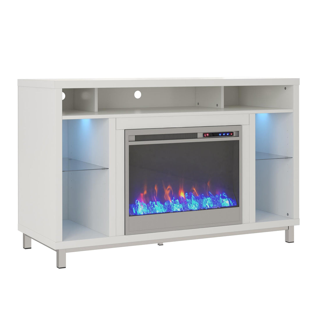 Lumina Fireplace TV Stand for TVs up to 48 Inch with 7 Color LED Lights - White - 46”-50”