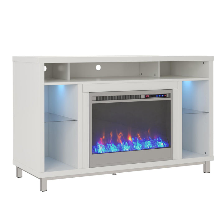 Lumina Fireplace TV Stand for TVs up to 48 Inch with 7 Color LED Lights - White - 46”-50”