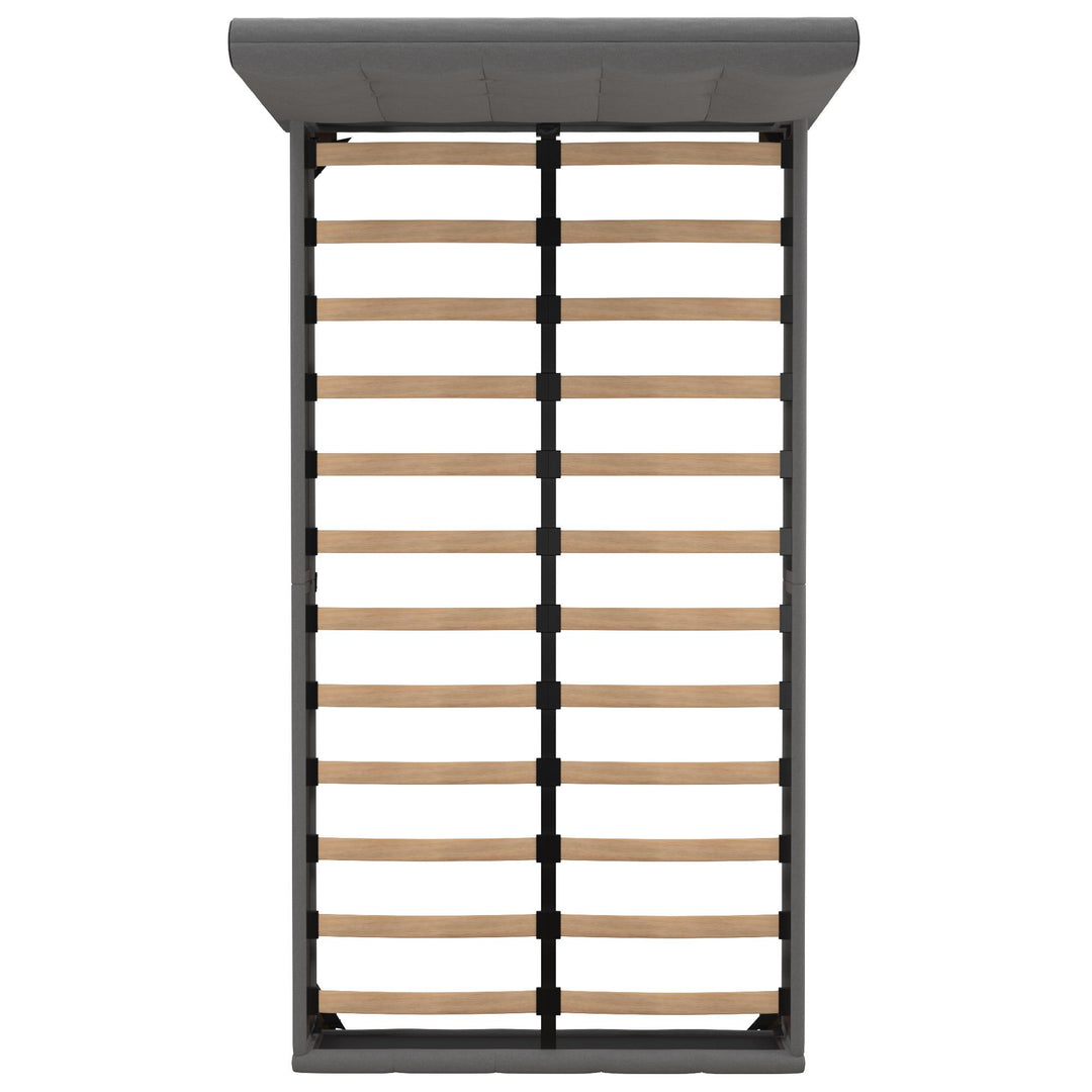 Rose Upholstered Bed with Button Tufted Detail - Gray - Twin