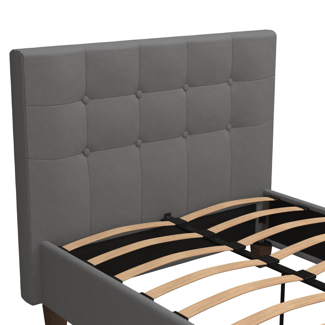 Rose Upholstered Bed with Button Tufted Detail - Gray - Twin