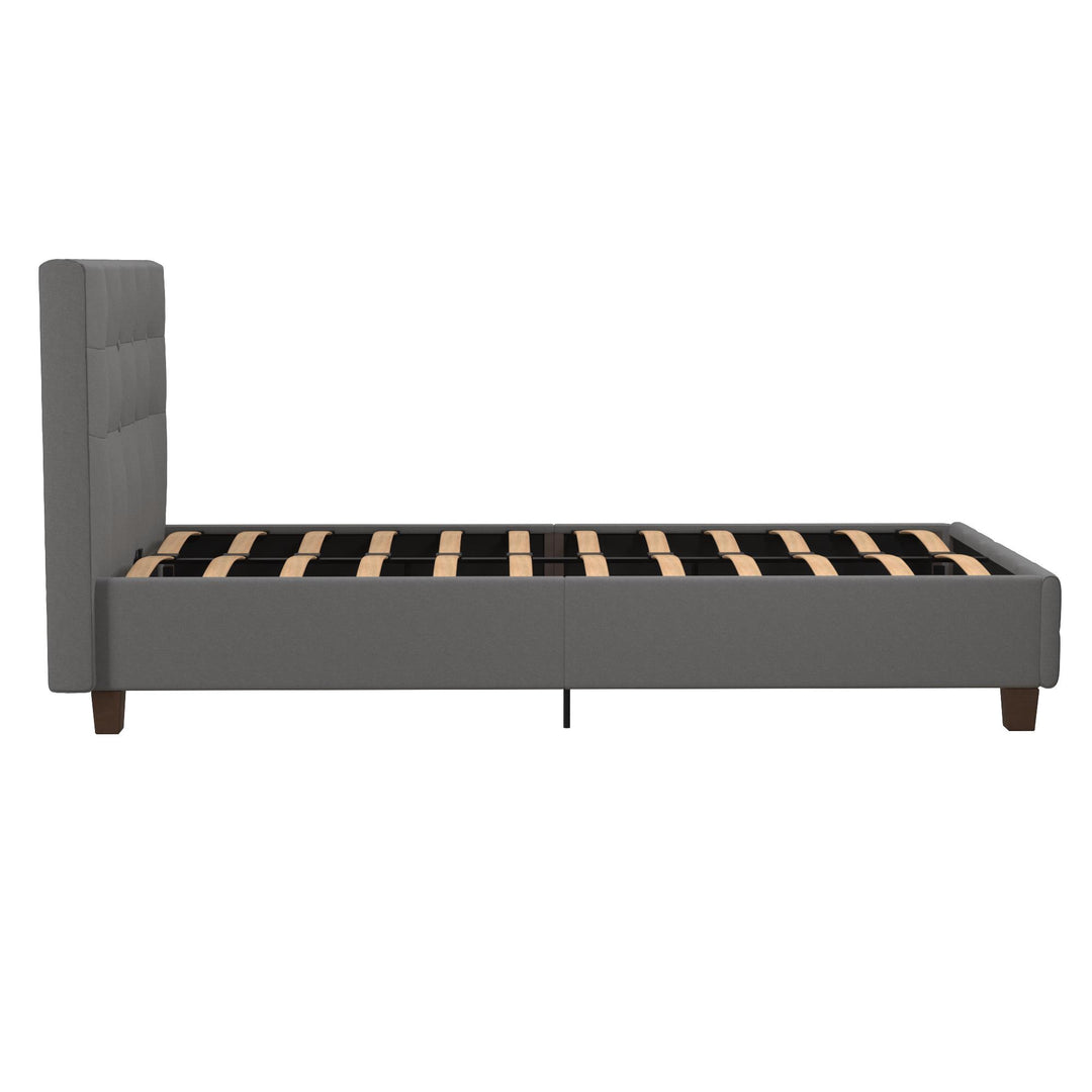 Rose Upholstered Bed with Button Tufted Detail - Gray - Twin