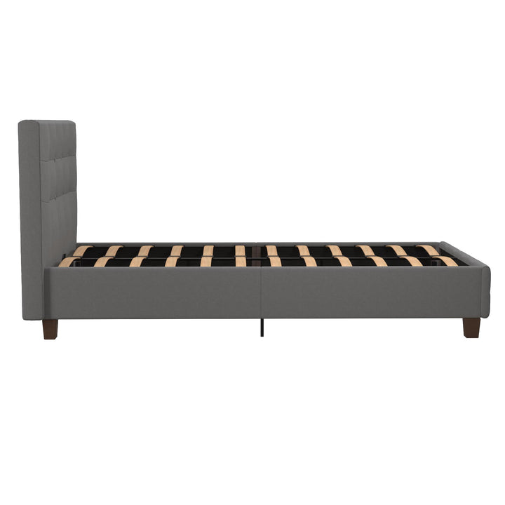 Rose Upholstered Bed with Button Tufted Detail - Gray - Twin