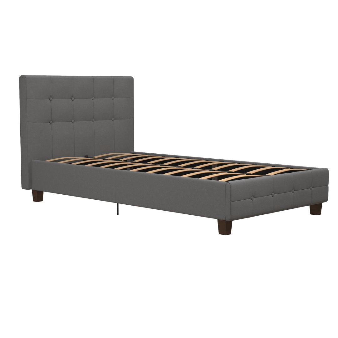 Rose Upholstered Bed with Button Tufted Detail - Gray - Twin