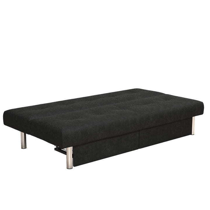 Sola Upholstered Storage Futon with 2 Drawers and Chrome Legs - Black
