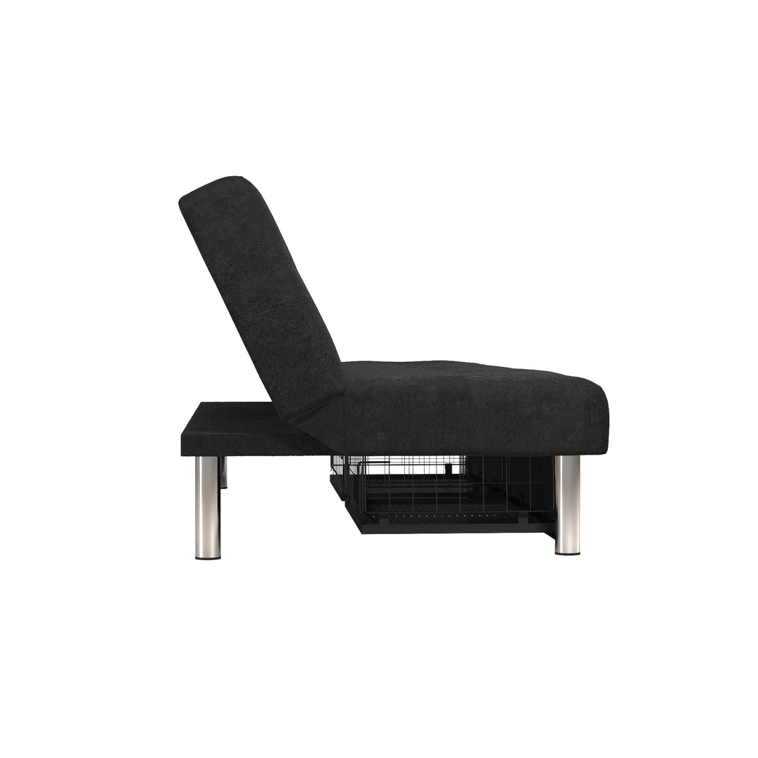 Sola Upholstered Storage Futon with 2 Drawers and Chrome Legs - Black