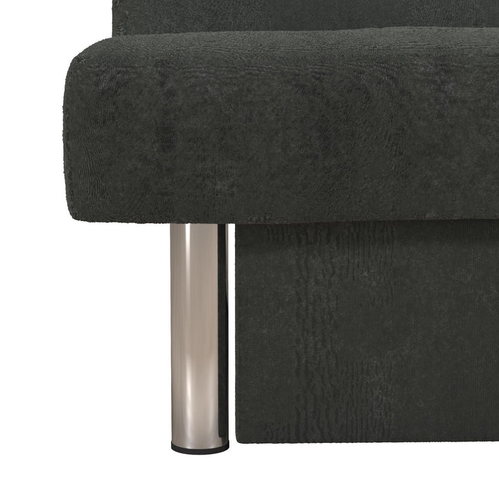 Sola Upholstered Storage Futon with 2 Drawers and Chrome Legs - Gray