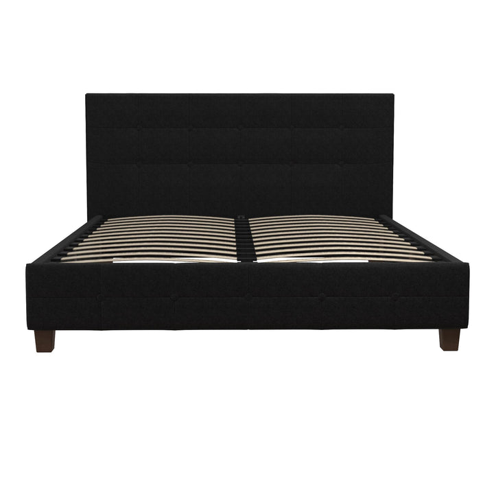 Rose Upholstered Bed with Button Tufted Detail - Black - Queen