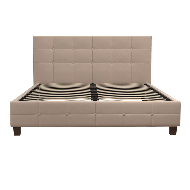 Rose Upholstered Bed with Button Tufted Detail - Tan - Queen